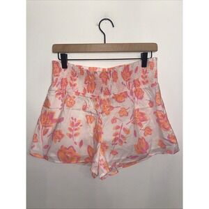 NWT Vineyard Vines Summer Blooms Smocked Waist Shorts White Pink Sz M Retail $88